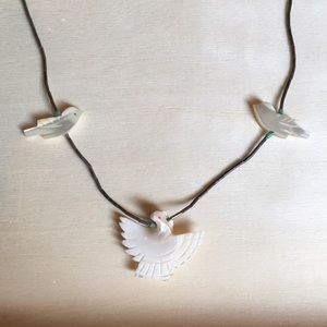 Vintage shell fetish bird necklace sterling beads